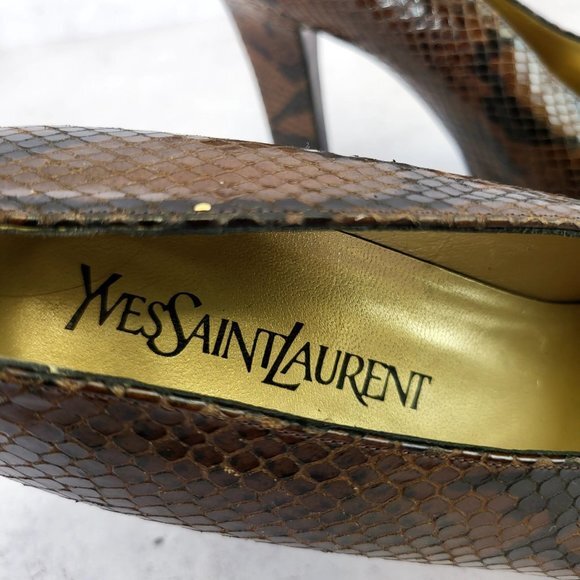 Yves‎ Saint Laurent Shoes Leather 7.5 Sandals Snakeskin Pump Snake YSL $2,507 - Picture 3 of 14